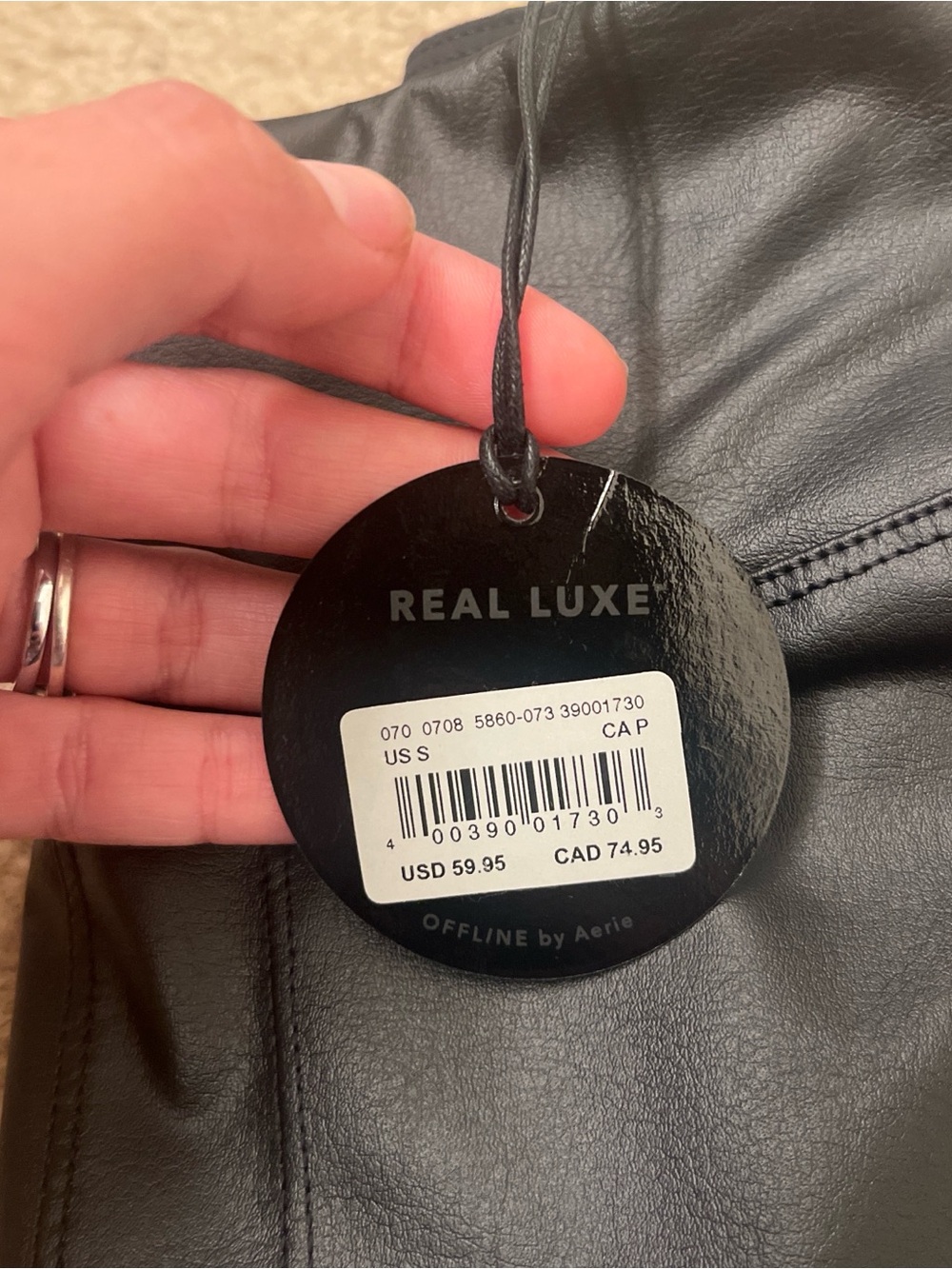 Offline by Aerie Faux Leather Black Leggings - Picture 3 of 3
